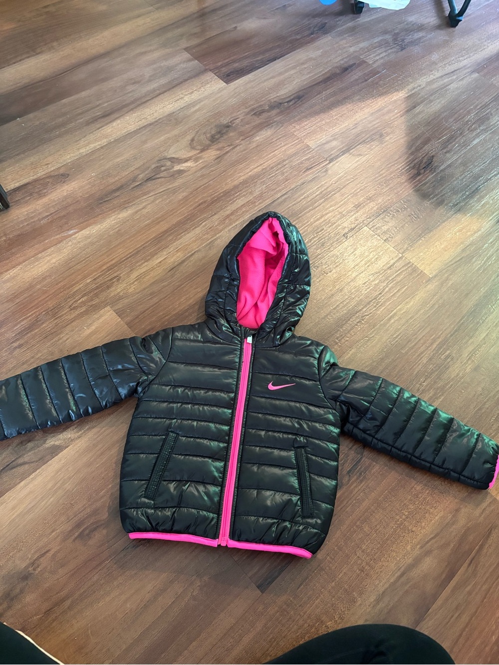 Nike Black Puffer Jacket with Pink Accents for toddlers